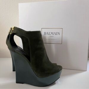 Balmain suede wedge boot heels